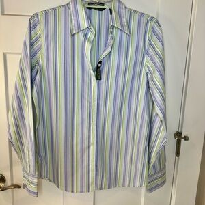 Eddie Bauer Cotton Stripe Shirt‎ Wrinkle Resistant Small